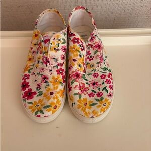 Floral Slip-On Canvas Sneakers - Yellow & Pink Flowers